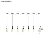 Modern Industrial Amber Glass Chandelier With Led Lights - Black Finish Tandem Hanging Ceiling Lamp