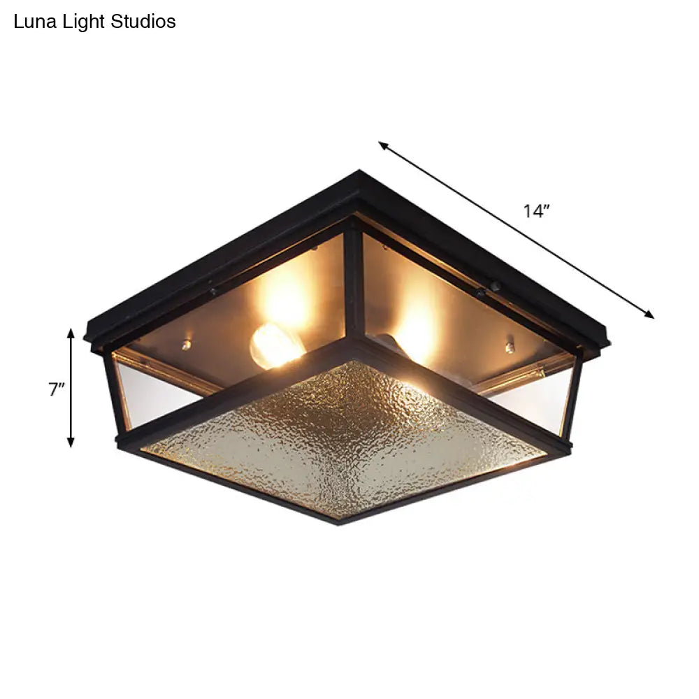 Modern Industrial Black Ceiling Lamp With 2 Lights & Flush Mount For Corridors