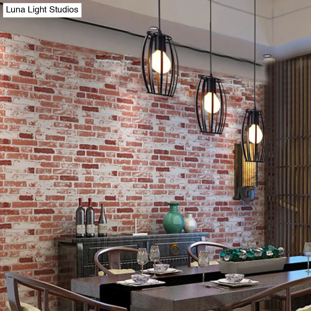 Modern Industrial Geometric Pendant Light In Black