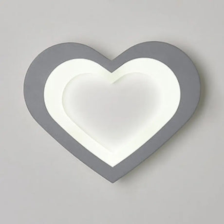 Modern Integrated Led Cartoon Wall Light - Simple Acrylic White Grey / Heart