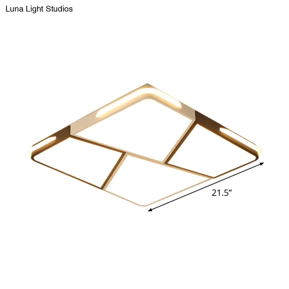 Modern Integrated Led Ceiling Light Fixture With Acrylic Shade - White Flush Mount