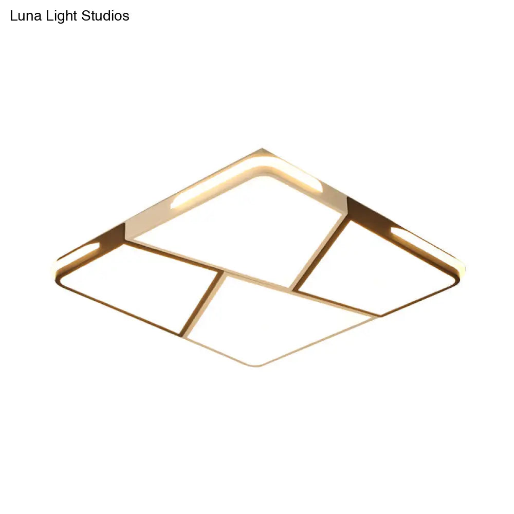 Modern Integrated Led Ceiling Light Fixture With Acrylic Shade - White Flush Mount