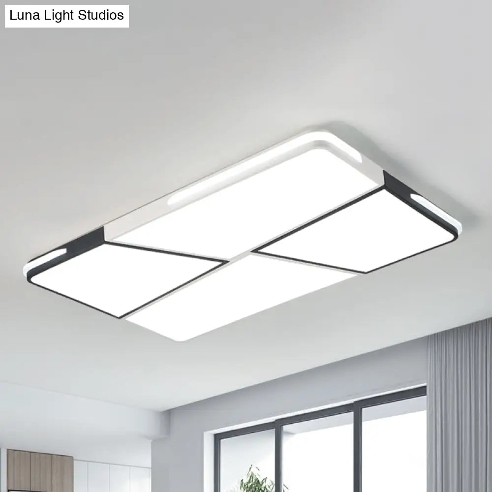 Modern Integrated Led Ceiling Light Fixture With Acrylic Shade - White Flush Mount