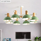Modern Iron 8-Light Macaroon Dome Pendant Chandelier For Living Room