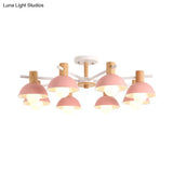 Modern Iron 8-Light Macaroon Dome Pendant Chandelier For Living Room