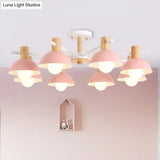 Modern Iron 8-Light Macaroon Dome Pendant Chandelier For Living Room