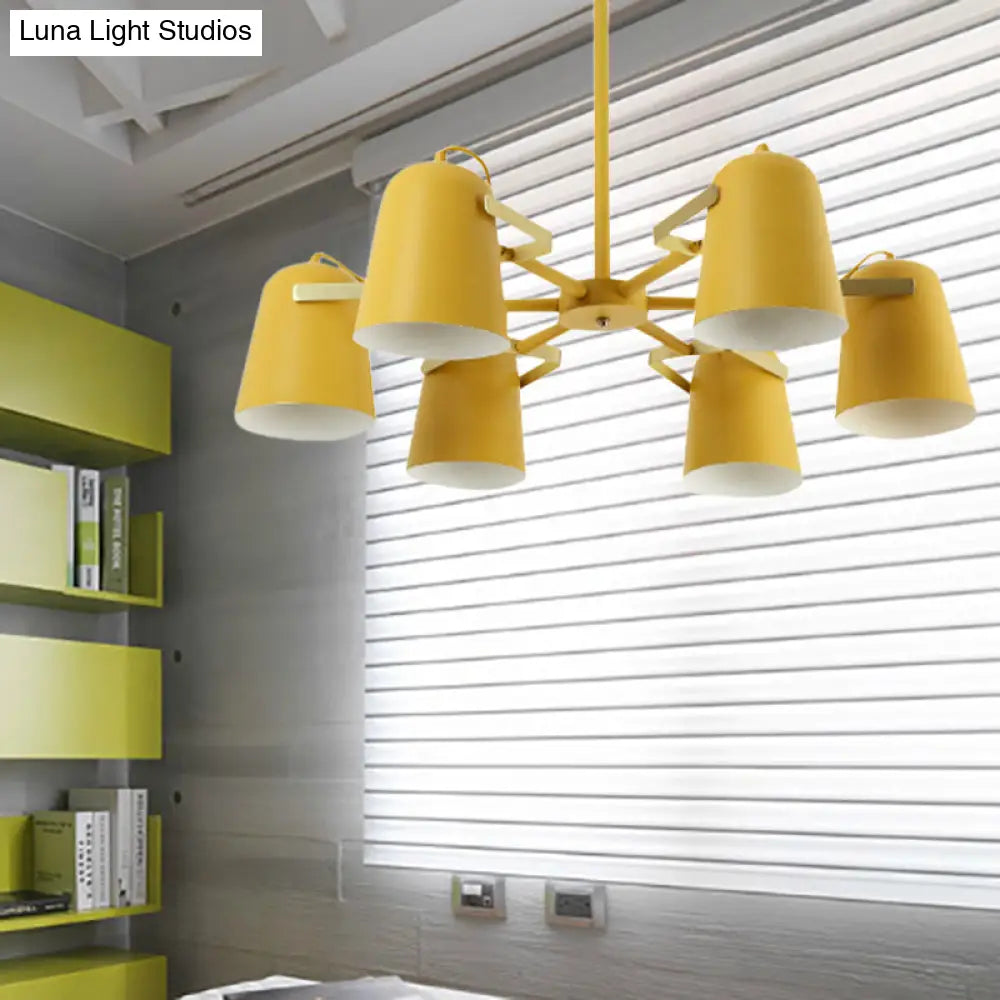 Modern Iron Pendant Chandelier With Bell Shade - Living Room Hanging Lighting Fashionable Design