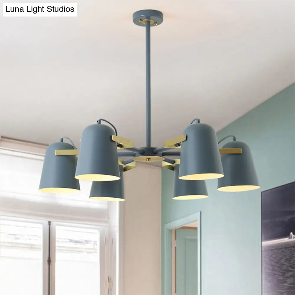 Modern Iron Pendant Chandelier With Bell Shade - Living Room Hanging Lighting Fashionable Design