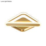 Modern Iron Rhombus - Oblong Led Foyer Ceiling Light In Black/Gold/White