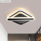 Modern Iron Rhombus - Oblong Led Foyer Ceiling Light In Black/Gold/White