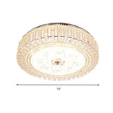 Modern K9 Crystal Flush Mount Led Ceiling Light Fixture White Drum 12/16/19.5 Wide