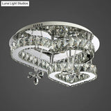 Modern K9 Crystal Heart Led Ceiling Light - Stainless-Steel Semi Flush Mount