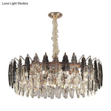 Modern K9 Crystal Leaf Chandelier Pendant Light - Clear Hanging Fixture For Living Room