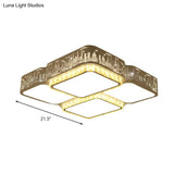 Modern K9 Crystal Led Ceiling Light - Flush Mount Acrylic Shade Remote Control Dimming