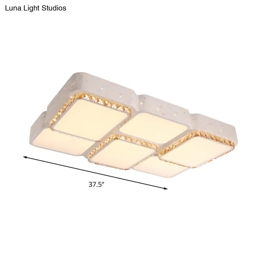 Modern K9 Crystal Led Ceiling Light - Flush Mount Acrylic Shade Remote Control Dimming
