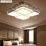 Modern K9 Crystal Led Ceiling Light - Flush Mount Acrylic Shade Remote Control Dimming