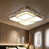 Modern K9 Crystal Led Ceiling Light - Flush Mount Acrylic Shade Remote Control Dimming