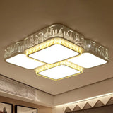 Modern K9 Crystal Led Ceiling Light - Flush Mount Acrylic Shade Remote Control Dimming