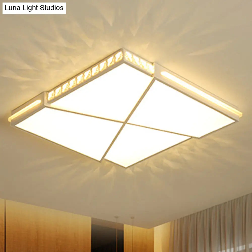 Modern K9 Crystal Led Flush Mount Ceiling Light With Remote Control Dimming White - Available In