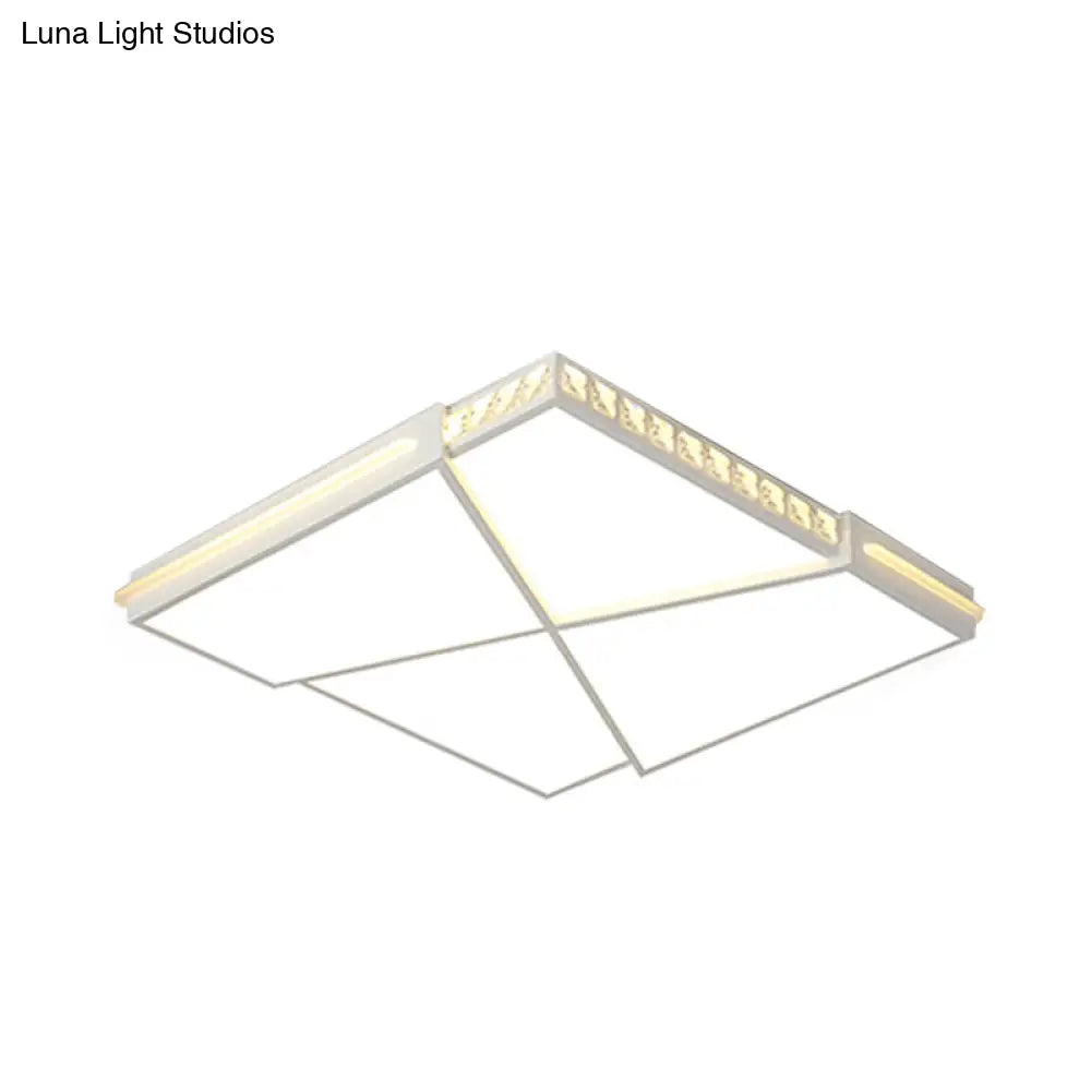 Modern K9 Crystal Led Flush Mount Ceiling Light With Remote Control Dimming White - Available In