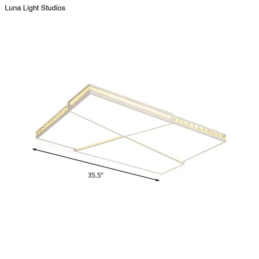 Modern K9 Crystal Led Flush Mount Ceiling Light With Remote Control Dimming White - Available In