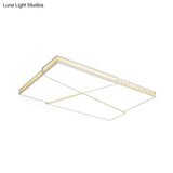 Modern K9 Crystal Led Flush Mount Ceiling Light With Remote Control Dimming White - Available In