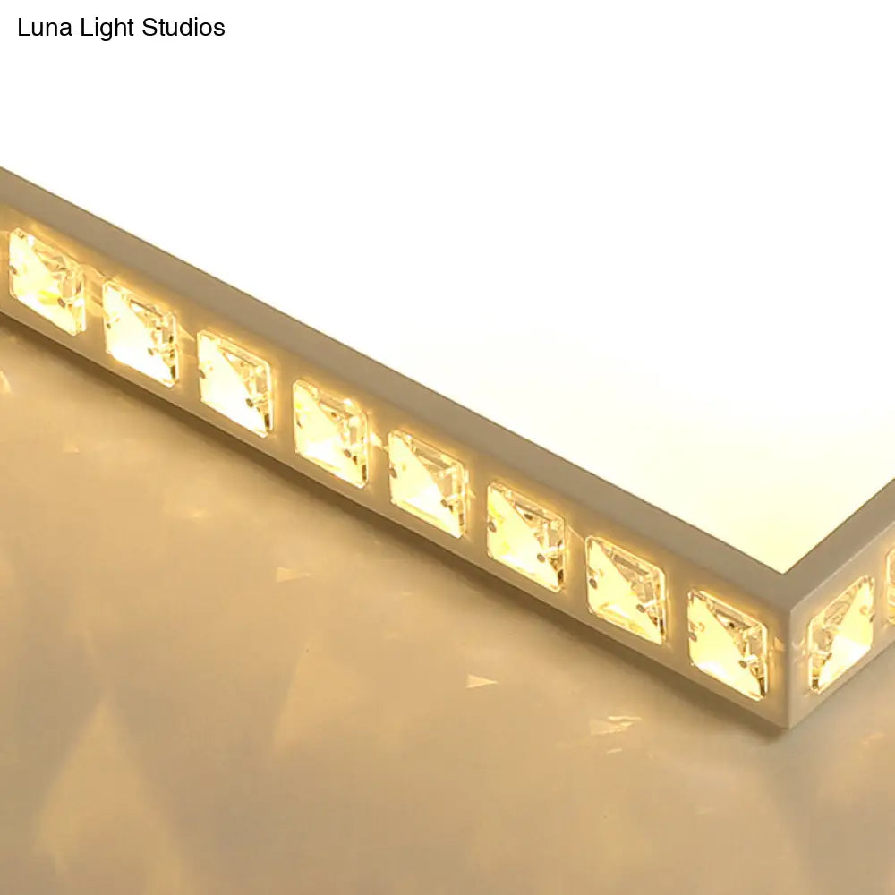 Modern K9 Crystal Led Flush Mount Ceiling Light With Remote Control Dimming White - Available In