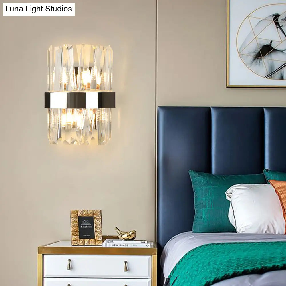 Modern K9 Crystal Sconce Wall Light For Bedroom - Clear Finish
