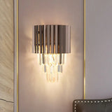 Modern K9 Crystal Wall Light With 2 Heads - Black Coffee
