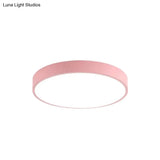 Modern Kids Bedroom Ceiling Light: Acrylic Round Flush Mount Pink / 12 Warm