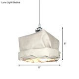 Modern Kraft Paper Pendant Light - Sleek Sack Shape White Ceiling Suspension Lamp