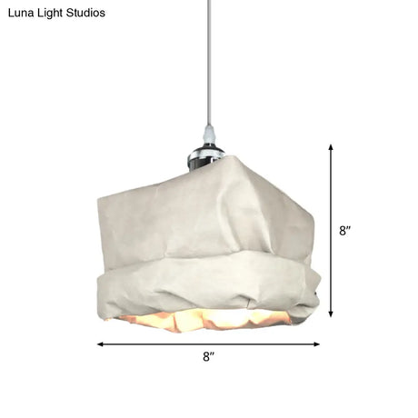 Modern Kraft Paper Pendant Light - Sleek Sack Shape White Ceiling Suspension Lamp