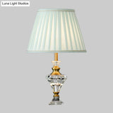 Modern Lake Blue Table Lamp With Crystal Base - 1-Light Living Room Night Light