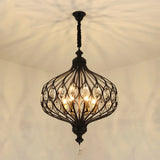 Modern Lantern Metal Pendant Chandelier With Crystal Accent - 4/5 Light Black/Brass 6 / Black