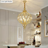 Modern Lantern Metal Pendant Chandelier With Crystal Accent - 4/5 Light Black/Brass