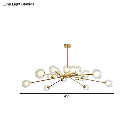 Modern Large Chandelier: 15/18 Lights Restaurant Hotel Branch Metal Black/Gold Hanging Lamp