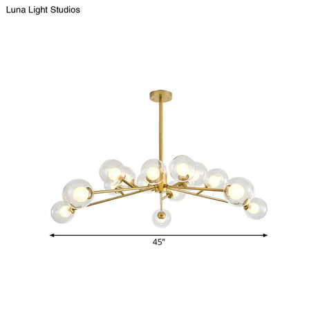 Modern Large Chandelier: 15/18 Lights Restaurant Hotel Branch Metal Black/Gold Hanging Lamp