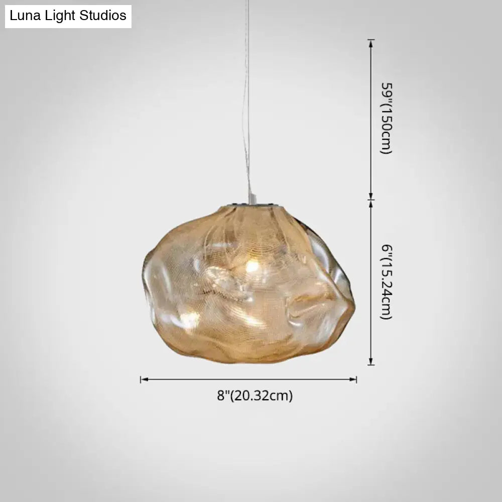 Modern Lattice Glass Ceiling Hanging Light Fixture For Restaurants - 1 Bun