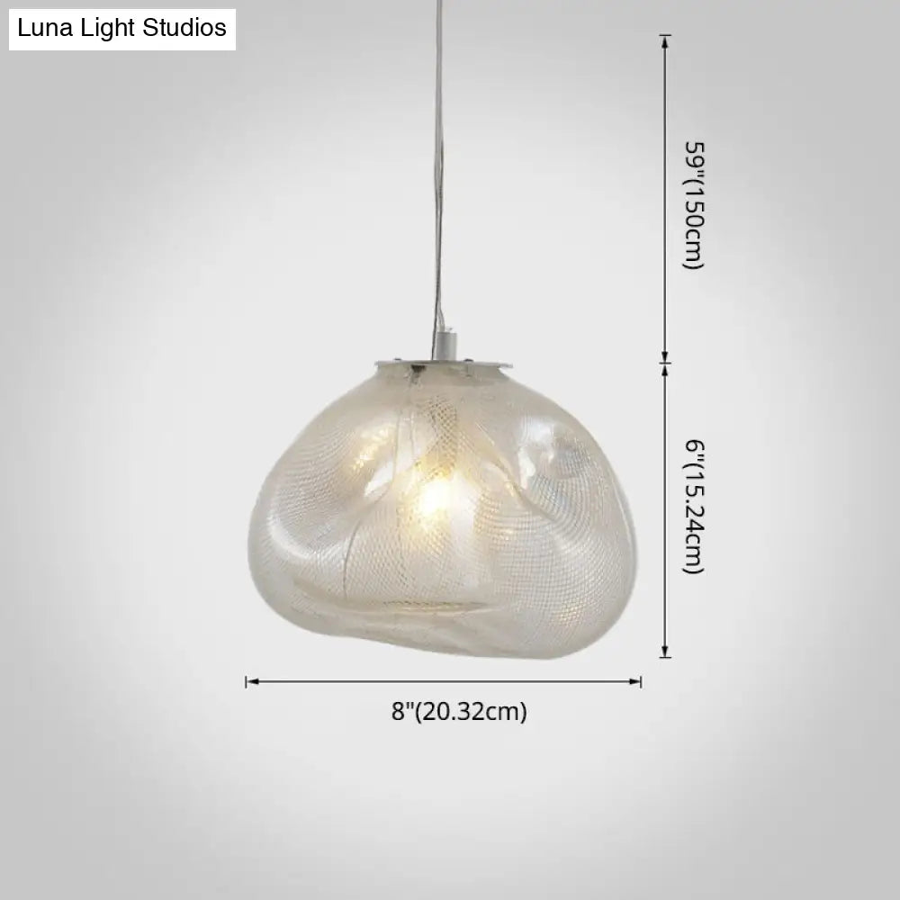 Modern Lattice Glass Ceiling Hanging Light Fixture For Restaurants - 1 Bun