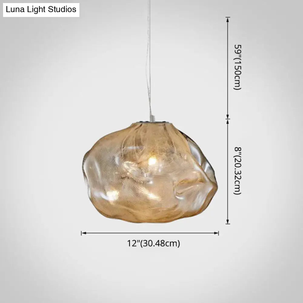 Modern Lattice Glass Ceiling Hanging Light Fixture For Restaurants - 1 Bun