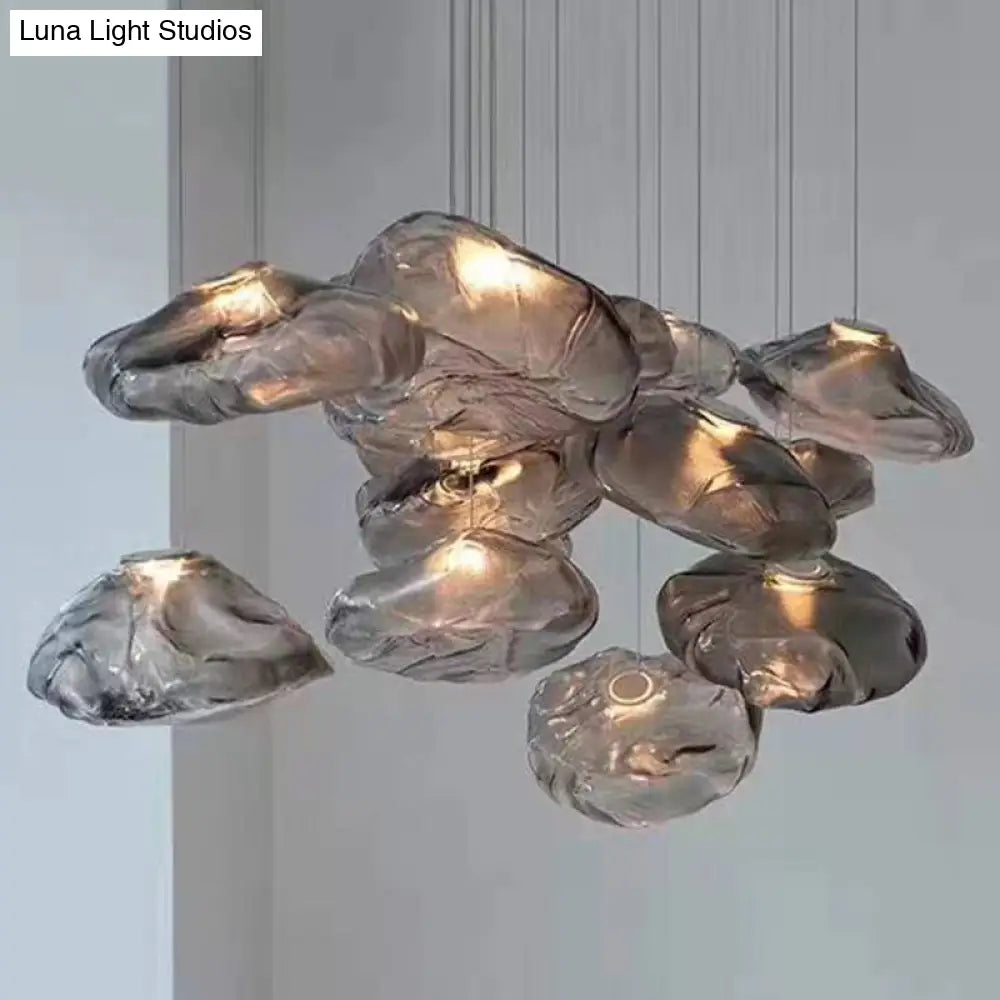 Modern Lattice Glass Ceiling Hanging Light Fixture For Restaurants - 1 Bun