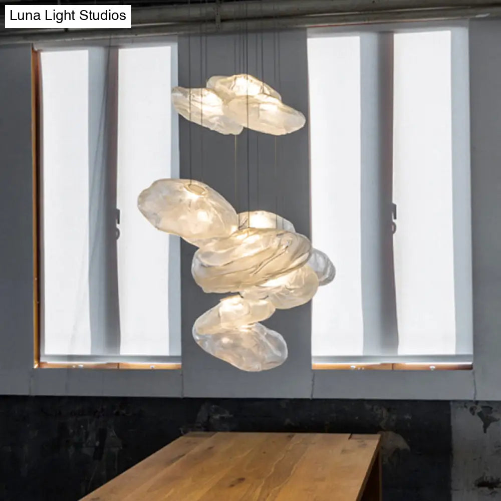Modern Lattice Glass Ceiling Hanging Light Fixture For Restaurants - 1 Bun