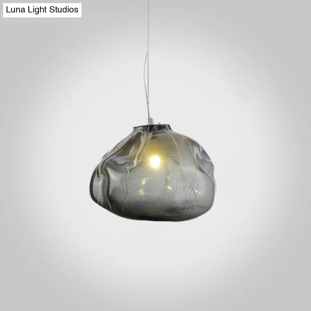 Modern Lattice Glass Ceiling Hanging Light Fixture For Restaurants - 1 Bun