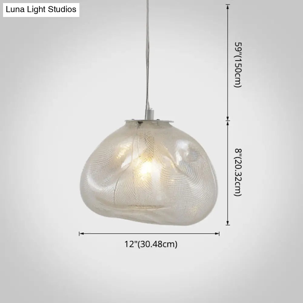 Modern Lattice Glass Ceiling Hanging Light Fixture For Restaurants - 1 Bun