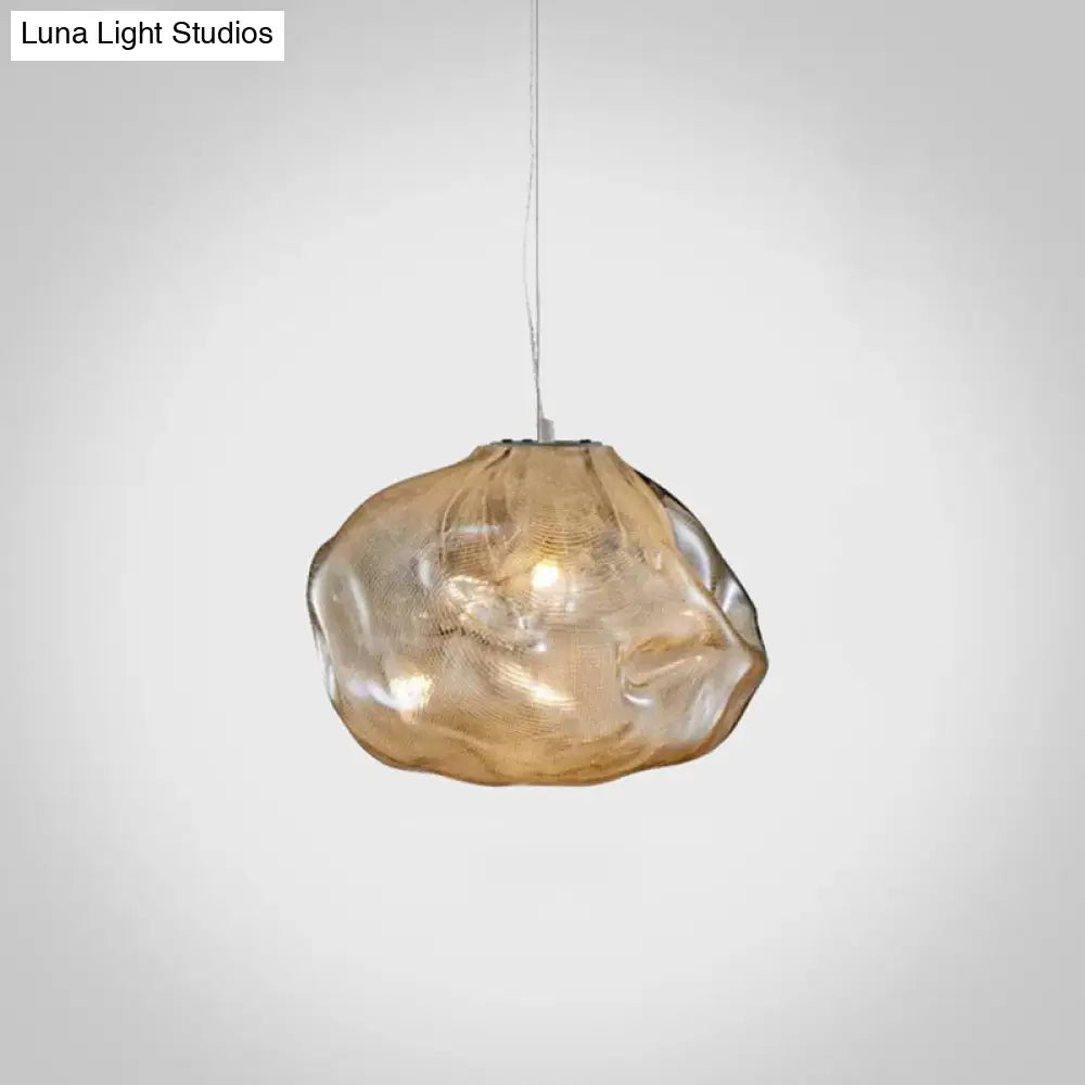 Modern Lattice Glass Ceiling Hanging Light Fixture For Restaurants - 1 Bun