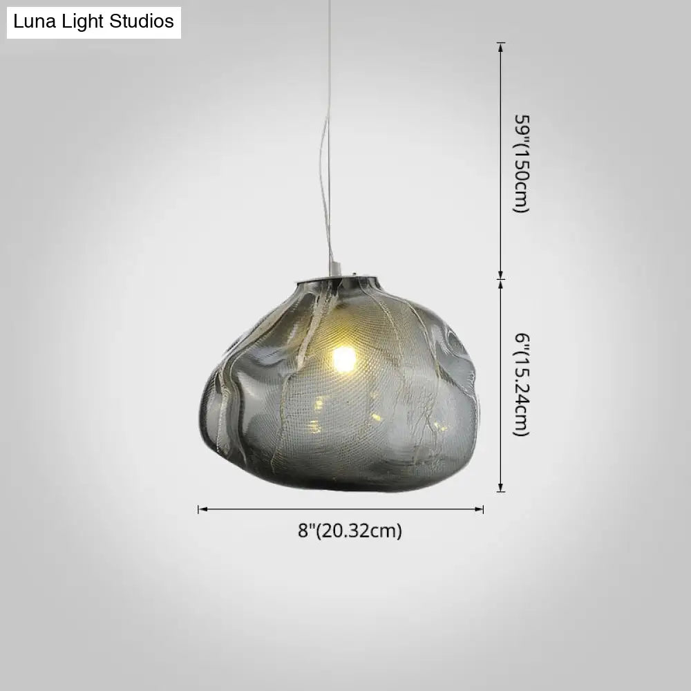 Modern Lattice Glass Ceiling Hanging Light Fixture For Restaurants - 1 Bun