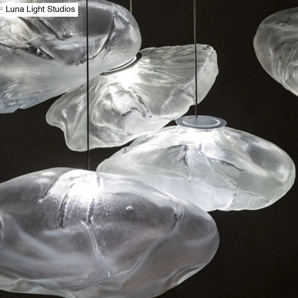 Modern Lattice Glass Ceiling Hanging Light Fixture For Restaurants - 1 Bun