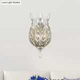 Modern Laurel Wall Light With Crystal Drop - Silver/Brass