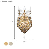 Modern Laurel Wall Light With Crystal Drop - Silver/Brass