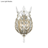 Modern Laurel Wall Light With Crystal Drop - Silver/Brass